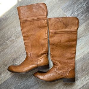 FRYE “Melissa Trapunto” 76442 Brown Leather Riding Boots women’s size 9